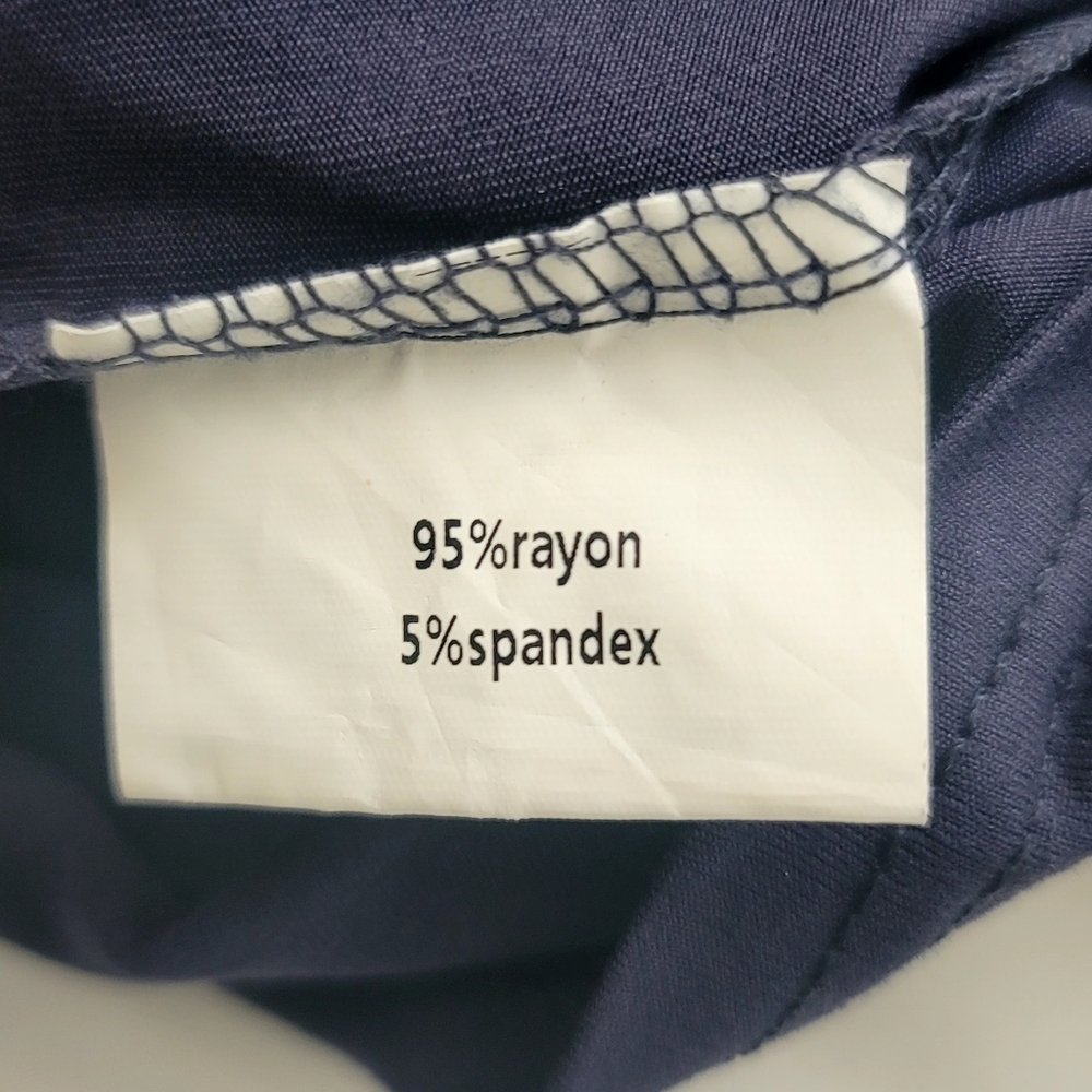 Navy Blue Short Sleeve Stretchy Maternity Dress w Shirred Sides size Medium - Picture 5 of 5